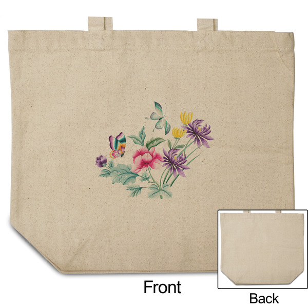 Chinoiserie Reusable Cotton Grocery Bag - Front & Back View
