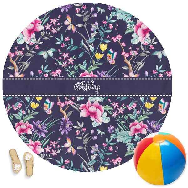 Custom Chinoiserie Round Beach Towel (Personalized)
