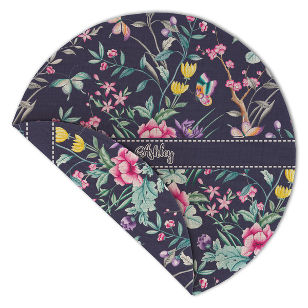 Chinoiserie Round Linen Placemats - Front (folded corner double sided)