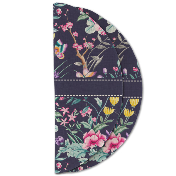 Chinoiserie Round Linen Placemats - HALF FOLDED (double sided)