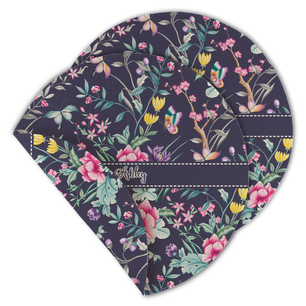 Custom Chinoiserie Round Linen Placemat - Double Sided - Set of 4 (Personalized)