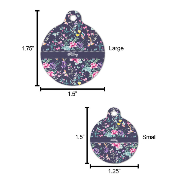 Chinoiserie Round Pet ID Tag - Large - Comparison Scale