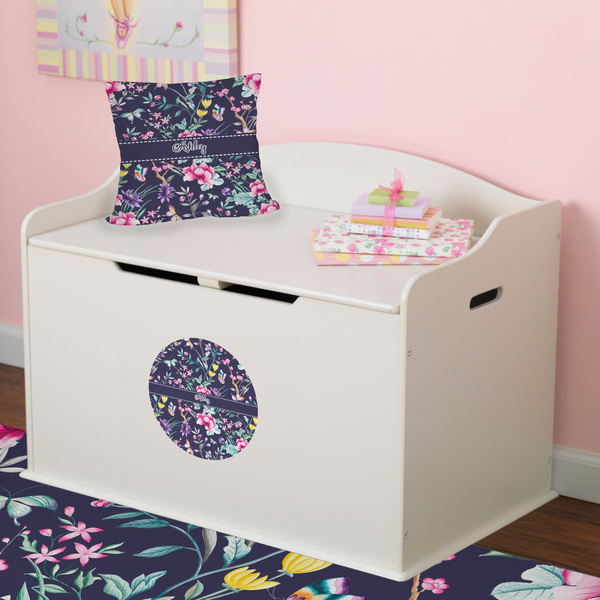 Chinoiserie Round Wall Decal on Toy Chest