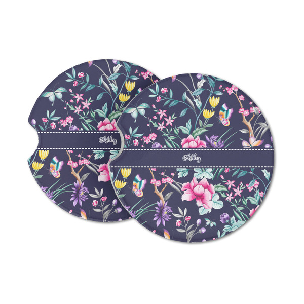 Custom Chinoiserie Sandstone Car Coasters - Set of 2 (Personalized)