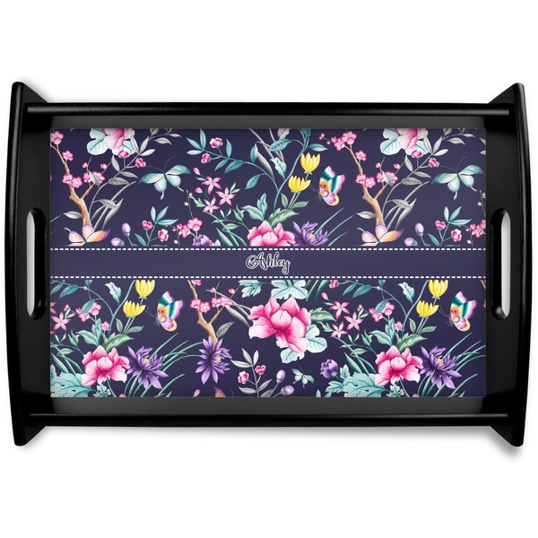 Custom Chinoiserie Black Wooden Tray - Small (Personalized)