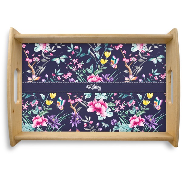 Custom Chinoiserie Natural Wooden Tray - Small (Personalized)