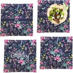 Chinoiserie Set of 4 Glass Square Lunch / Dinner Plate 9.5" (Personalized)