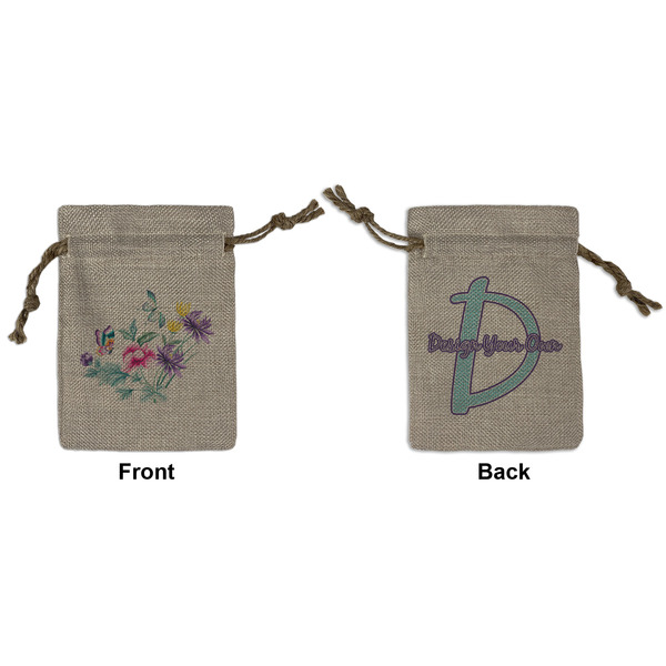 Custom Chinoiserie Small Burlap Gift Bag - Front & Back (Personalized)