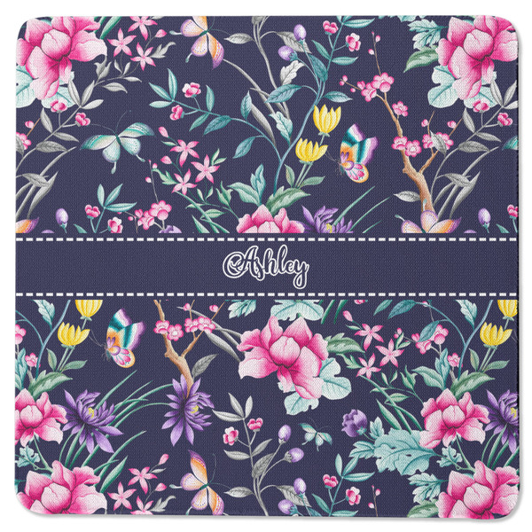 Custom Chinoiserie Square Rubber Backed Coaster (Personalized)