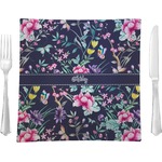 Chinoiserie 9.5" Glass Square Lunch / Dinner Plate- Single or Set of 4 (Personalized)