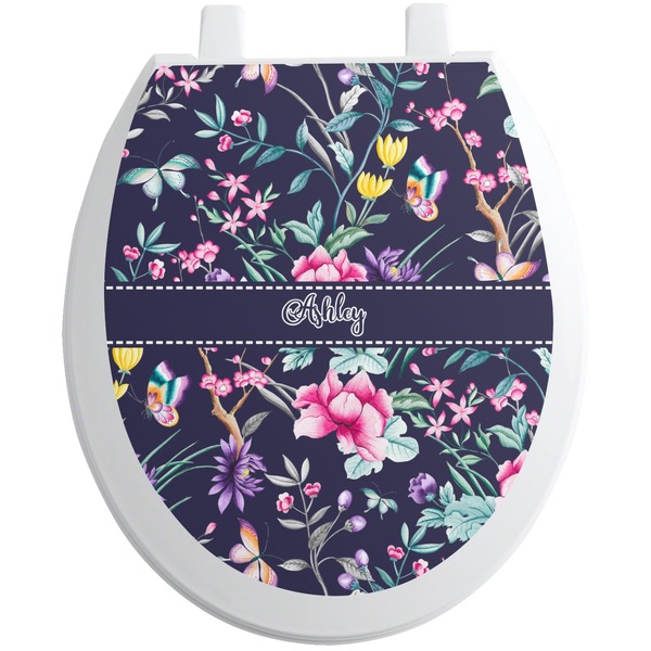 Custom Chinoiserie Toilet Seat Decal - Round (Personalized)