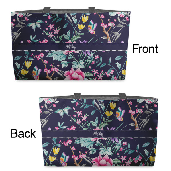 Chinoiserie Tote w/Black Handles - Front & Back Views