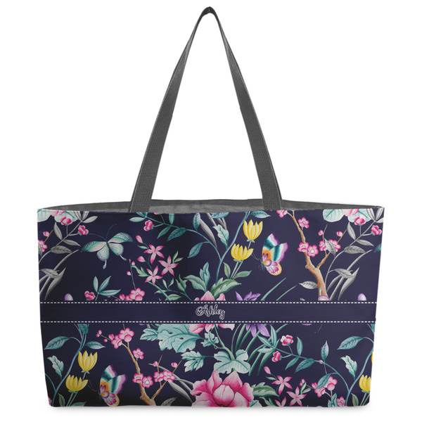Custom Chinoiserie Beach Totes Bag - w/ Black Handles (Personalized)