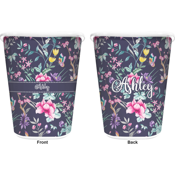 Chinoiserie Trash Can White - Front and Back - Apvl