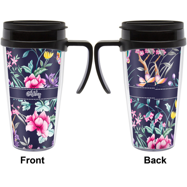 Chinoiserie Travel Mug with Black Handle - Approval