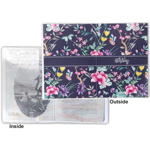 Chinoiserie Vinyl Passport Holder - Flat Front and Back