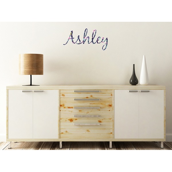 Chinoiserie Wall Name Decal On Wooden Desk
