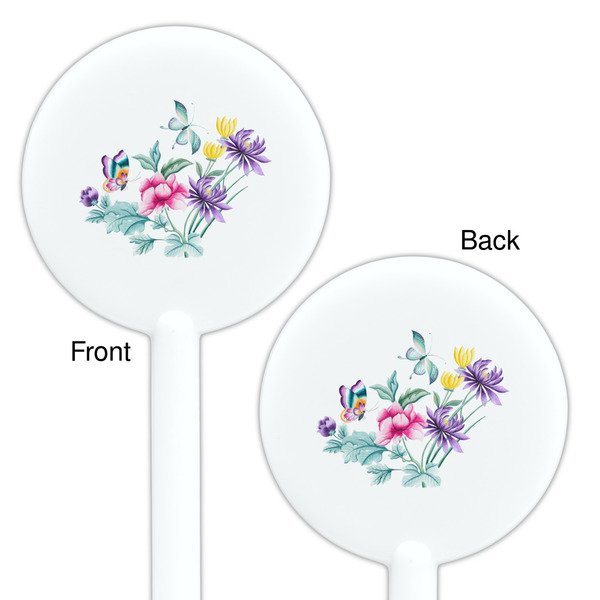 Chinoiserie White Plastic 5.5" Stir Stick - Double Sided - Round - Front & Back