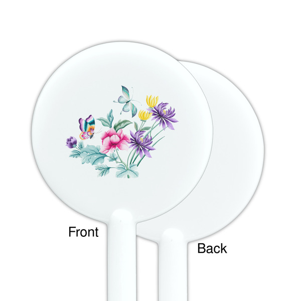 Chinoiserie White Plastic 5.5" Stir Stick - Single Sided - Round - Front & Back