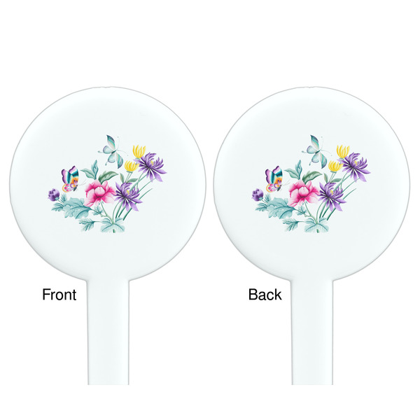Chinoiserie White Plastic 7" Stir Stick - Double Sided - Round - Front & Back