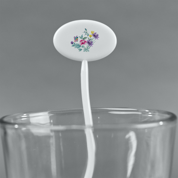 Chinoiserie White Plastic 7" Stir Stick - Oval - Main