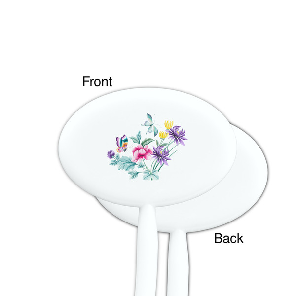 Chinoiserie White Plastic 7" Stir Stick - Single Sided - Oval - Front & Back