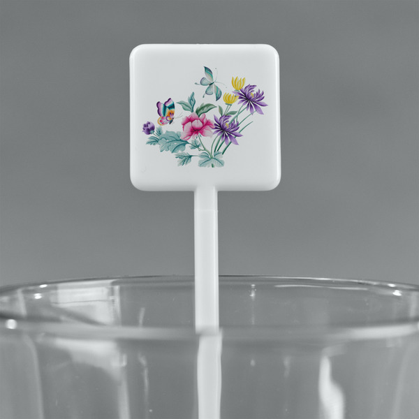 Chinoiserie White Plastic Stir Stick - Square - Main