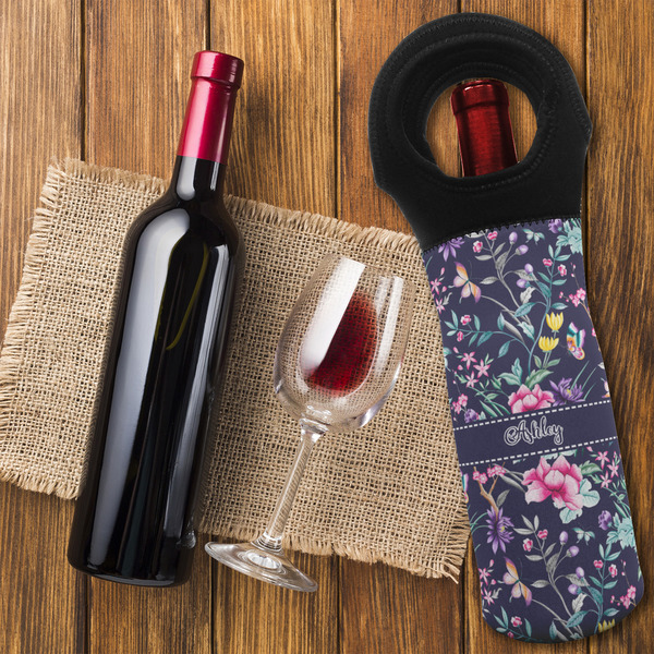 Chinoiserie Wine Tote Bag - FLATLAY