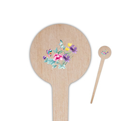Chinoiserie 4" Round Wooden Food Picks - Single Sided
