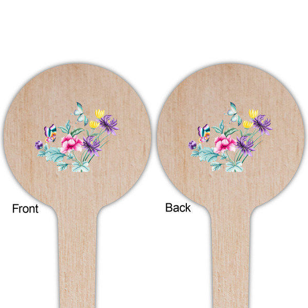 Chinoiserie Wooden 4" Food Pick - Round - Double Sided - Front & Back