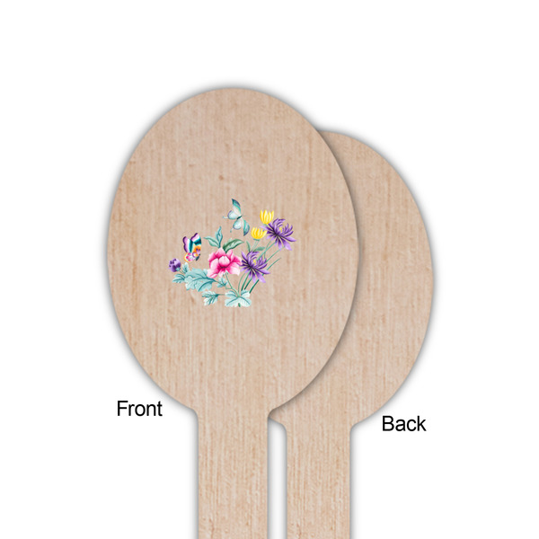 Chinoiserie Wooden Food Pick - Oval - Single Sided - Front & Back
