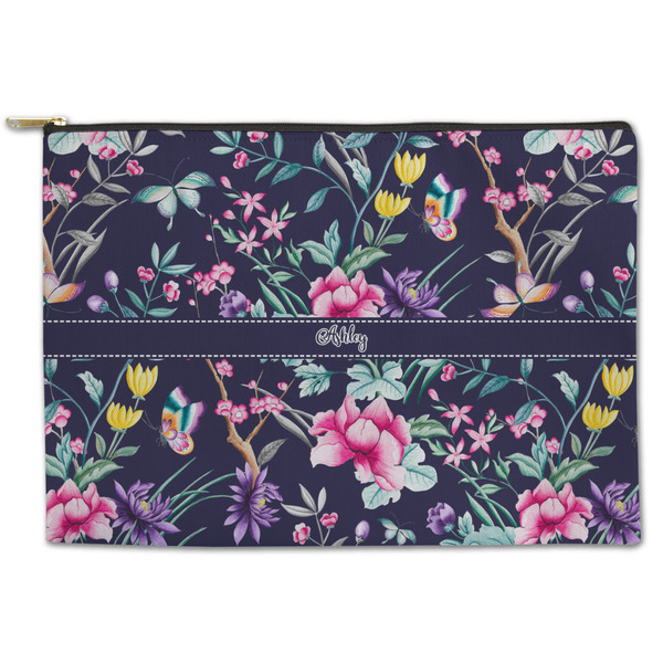 Custom Chinoiserie Zipper Pouch - Large - 12.5"x8.5" (Personalized)