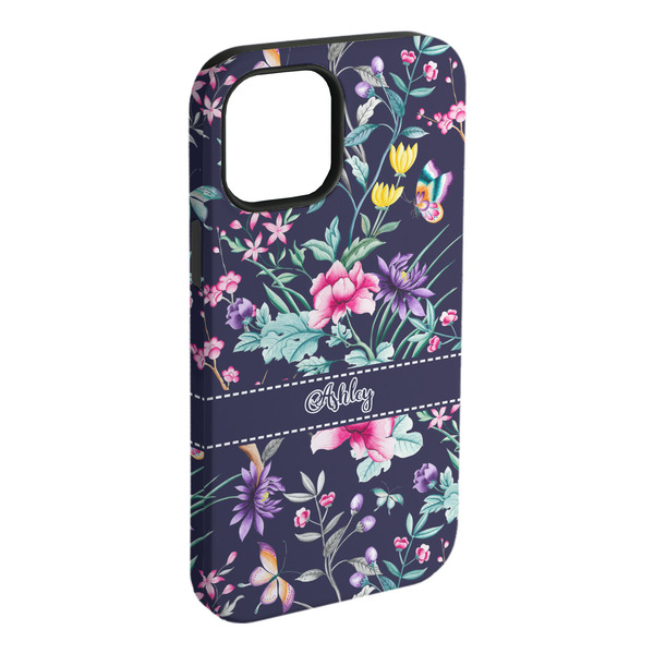 Custom Chinoiserie iPhone Case - Rubber Lined - iPhone 15 Pro Max (Personalized)