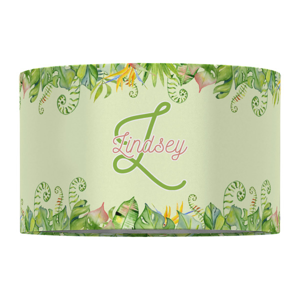 Tropical Leaves Border 12" Drum Lampshade - FRONT (Fabric)
