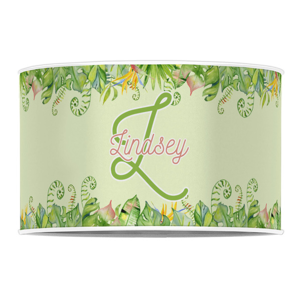 Tropical Leaves Border 12" Drum Lampshade - FRONT (Poly Film)