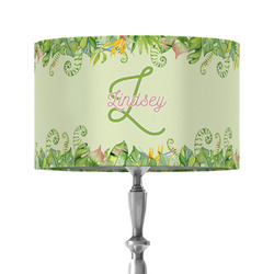 Tropical Leaves Border 12" Drum Lamp Shade - Fabric (Personalized)