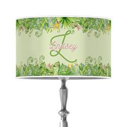 Tropical Leaves Border 12" Drum Lamp Shade - Poly-film (Personalized)