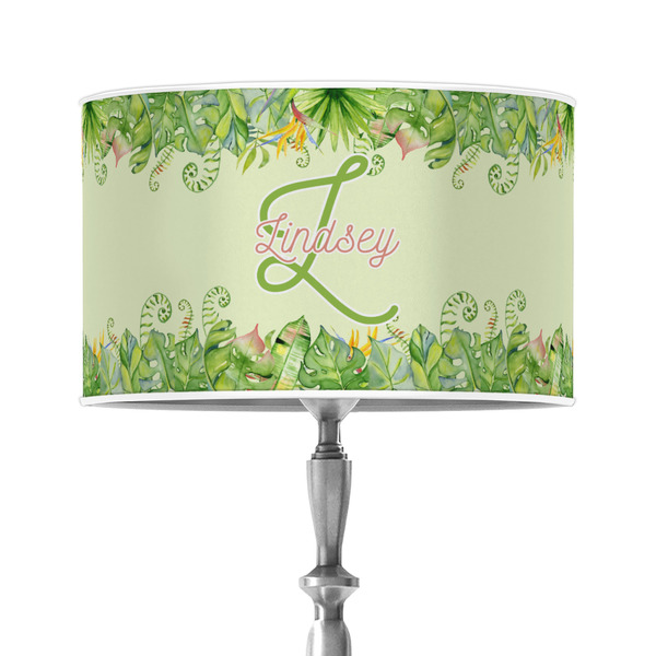Custom Tropical Leaves Border 12" Drum Lamp Shade - Poly-film (Personalized)