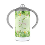 Tropical Leaves Border 12 oz Stainless Steel Sippy Cup (Personalized)
