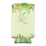 Tropical Leaves Border Can Cooler (tall 12 oz) (Personalized)