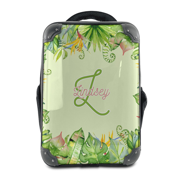 Custom Tropical Leaves Border 15" Hard Shell Backpack (Personalized)