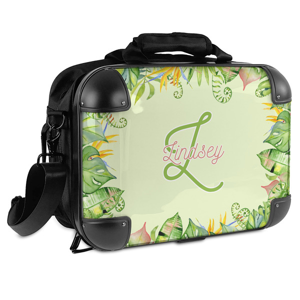 Custom Tropical Leaves Border Hard Shell Briefcase (Personalized)