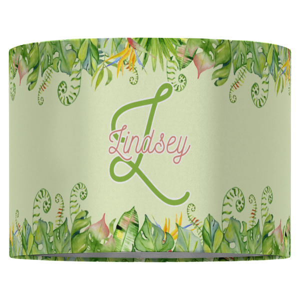Tropical Leaves Border 16" Drum Lampshade - FRONT (Fabric)