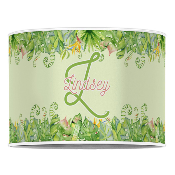 Tropical Leaves Border 16" Drum Lampshade - FRONT (Poly Film)