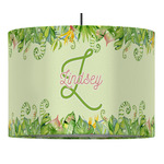 Tropical Leaves Border Drum Pendant Lamp (Personalized)