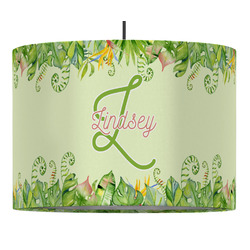 Tropical Leaves Border Drum Pendant Lamp (Personalized)