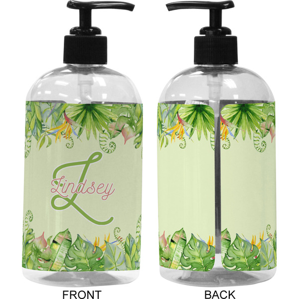 Tropical Leaves Border 16 oz Plastic Liquid Dispenser (Approval)
