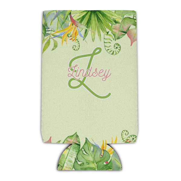 Custom Tropical Leaves Border Can Cooler (16 oz) (Personalized)