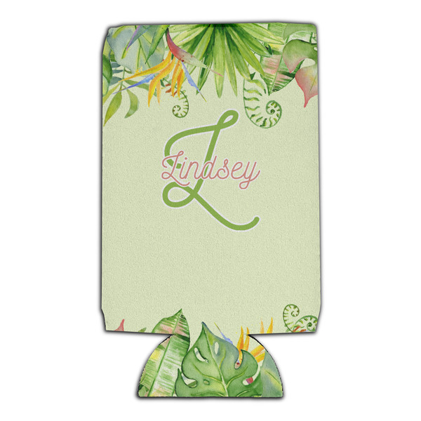 Tropical Leaves Border 16oz Can Sleeve - Set of 4 - FRONT