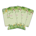 Tropical Leaves Border Can Cooler (16 oz) - Set of 4 (Personalized)